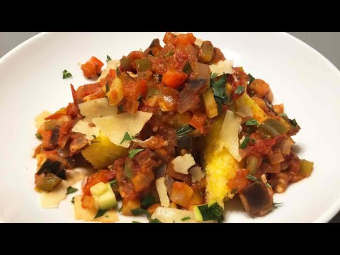 How to Make Ratatouille with Grilled Parmesan Polenta