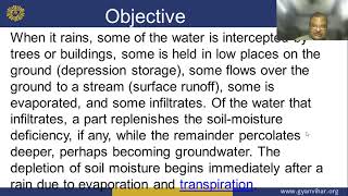 Water Resources Engineering (Lecture No 34) Infiltration , Runoff