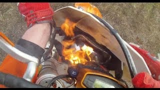 preview picture of video 'KTM catches fire on KTM Hattah Desert Race 2013 start line'