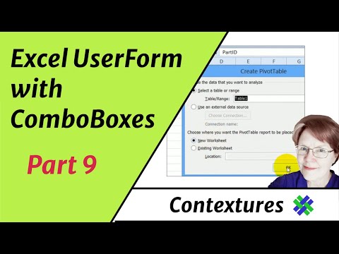 Excel UserForm With Comboboxes Part 9 - Create a Pivot Table