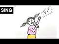 How to draw action word sing - drawing tutorial for school children | Girl singing a song