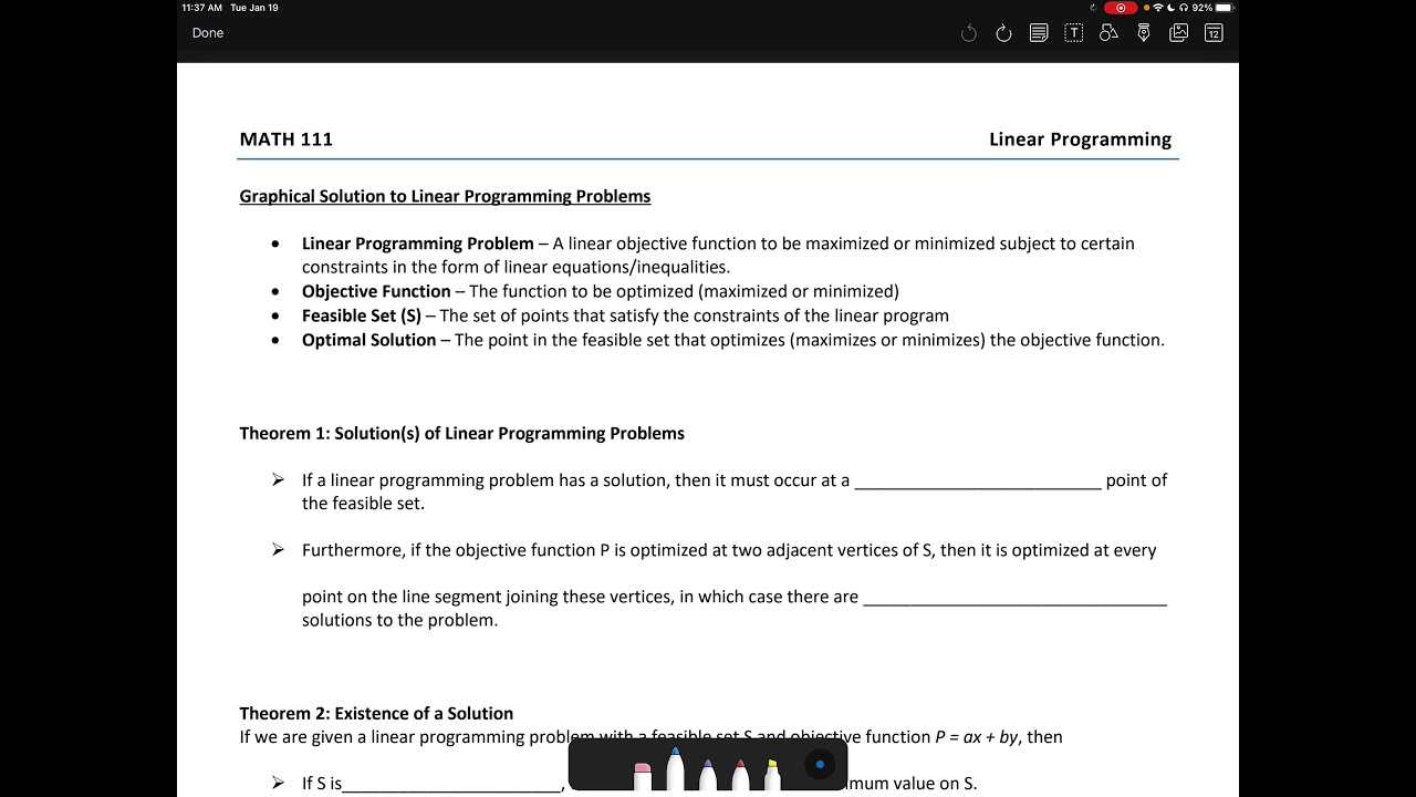 Math 111 - Linear Programming (Part 1)