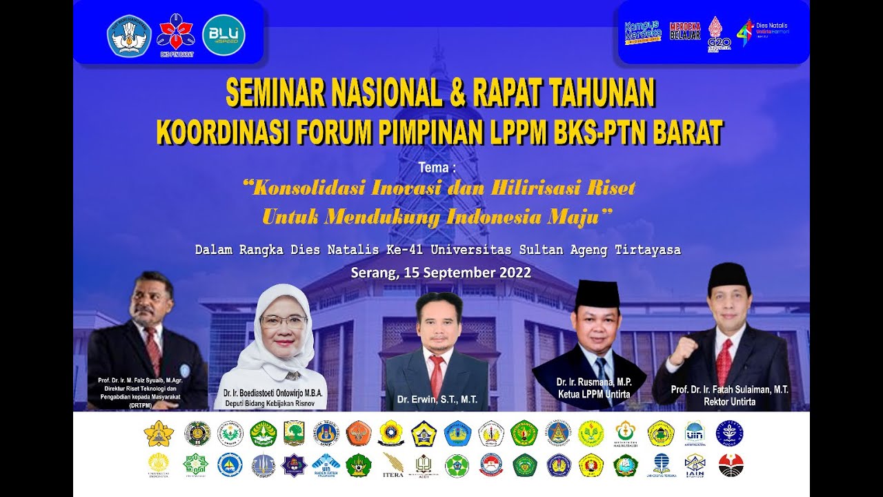 SEMINAR NASIONAL & RAPAT TAHUNAN KOORDINASI FORUM LPPM BKS-PTN BARAT