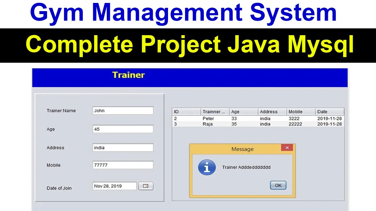 Gym Management Complete Project in Java Mysql
