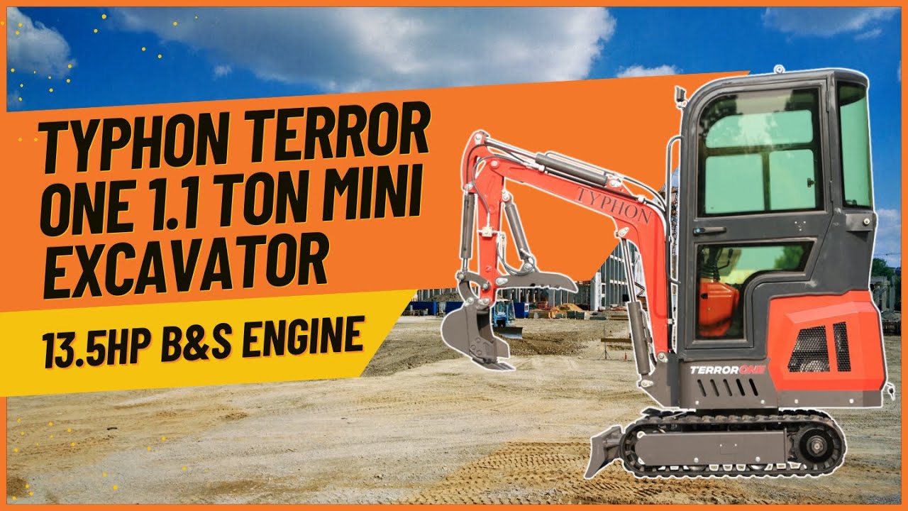 TYPHON TERROR ONE – 1.1 Ton Mini Excavator with Cabin and Hydraulic Thumb