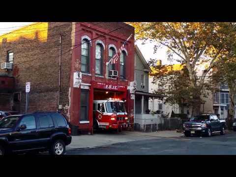 JERSEY CITY, NJ FIRE TRUCKS RESPONDING FROM THE FIRE HOUSE (2014)