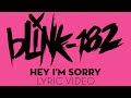 Hey I'm Sorry - blink-182 [LYRIC VIDEO]
