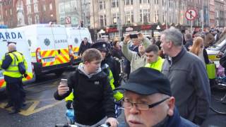 Garda horses ,dogs and riot squad deployed in Abbey street Dublin.