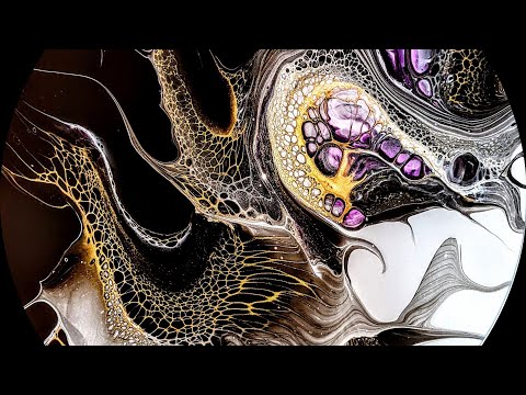 Acrylic Pour/ Fluid Art - Bloom Swipe With Gold Lacing #boomgelstain #tlp