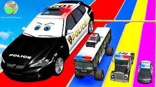 Big & Small Cars vs Stairs Color with Portal Trap - Car vs Train - BeamNG.Drive