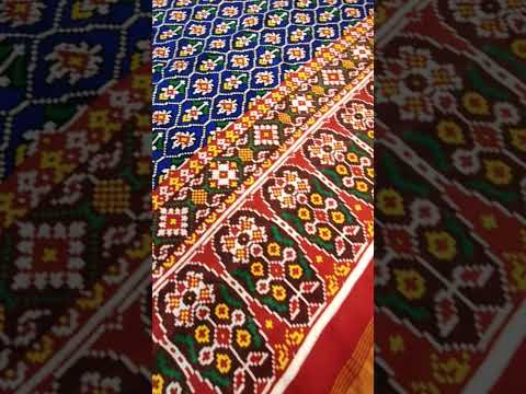 Red and Blue Dadambhat Double ikat Patola Saree