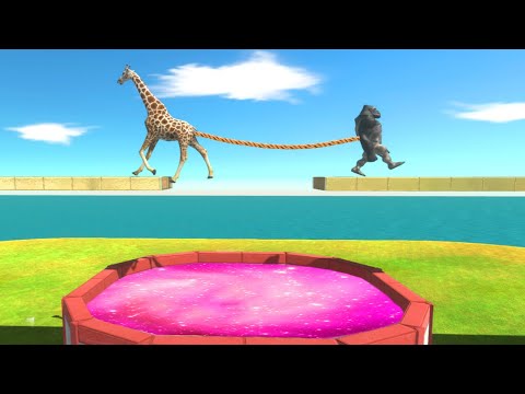 Tug of War Mammals vs Primates Over Portal - Animal Revolt Battle Simulator