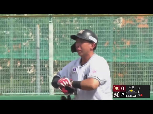 【ファーム】三塁線を破る!! マリーンズ・寺地隆成 タイムリー2ベースで追加点を奪う!!  2024年9月18日 千葉ロッテマリーンズ 対 東北楽天ゴールデンイーグルス