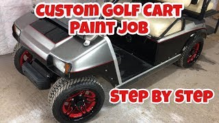 How To Paint A Golf Cart CUSTOM PAINTED CLUB CAR & WHEELS & TOP Two Tone Paint Job With Stripes