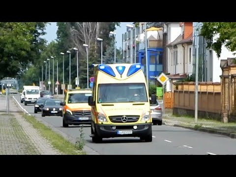 Einsatzfahrt RTW-41-83-1-NEF-41-82-1 DRK wurzen Einfahrt Muldentalklinik