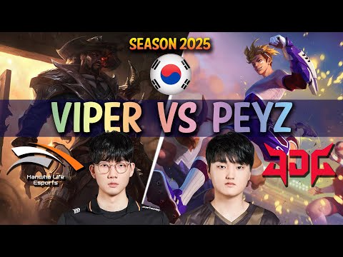 HLE Viper vs JDG Peyz - Viper LUCIAN vs Peyz EZREAL ADC - Patch 25.08 KR Ranked | lolrec