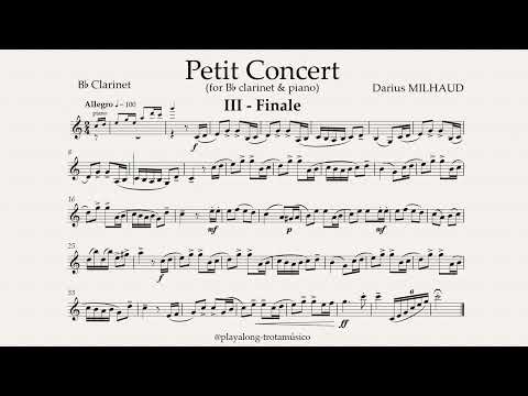 Milhaud - Petit Concert for Clarinet 3 Finale (100 ppm) - Playalong with Piano accompaniment