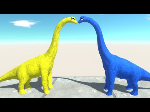 YELLOW BRACHIOSAURUS vs BLUE BRACHIOSAURUS DEATH RUN - Animal Revolt Battle Simulator