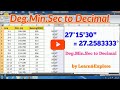 Convert Degree Minute Second to Decimal in excel (DMS to D.ddd)