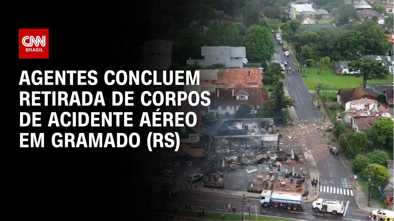 Agentes concluem retirada de corpos de acidente aéreo em Gramado (RS) | LIVE CNN