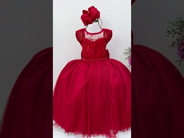 Vestido Infantil Vermelho Renda Festas Luxo Princesas - Rosa