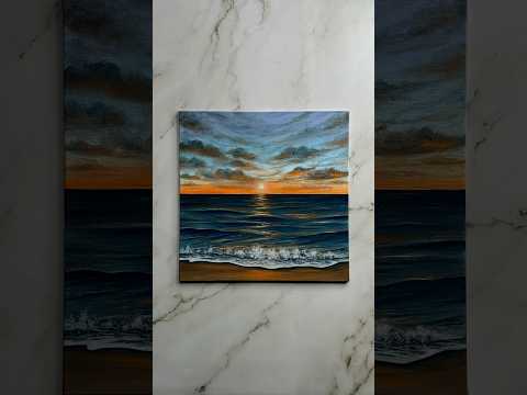 ocean sunset 🌅🧡🌊 #art #painting #seascape #artist #shorts