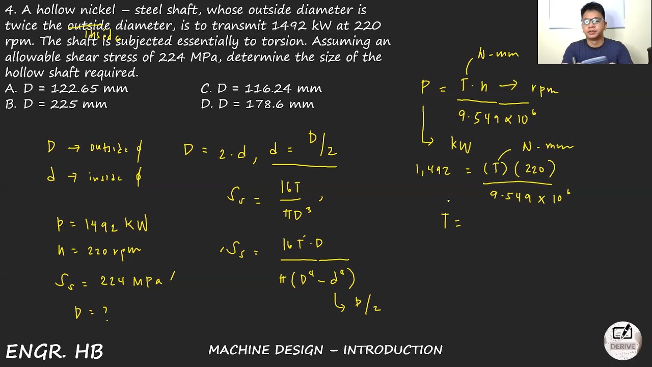MACHINE DESIGN: PAST BOARD EXAM PROBLEMS CHAPTER 1 - INTRODUCTION (PART 1)