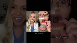Denture adhesive is STICKY. #denture #dentureadhesive #denturesanddemons #dentures