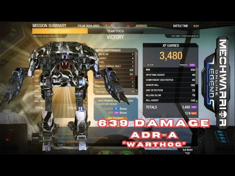 Mechwarrior Online: Adder ADR-A Warthog Build - 639 Damage at Polar Highlands 2 KB/Solo 3 KMDDKMDD