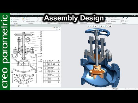 Stop valve in Creo Parametric (All parts included)