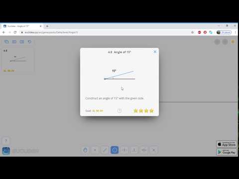 4.8 Euclidea - Angle of 15° - Soluce 3L 5E 2V