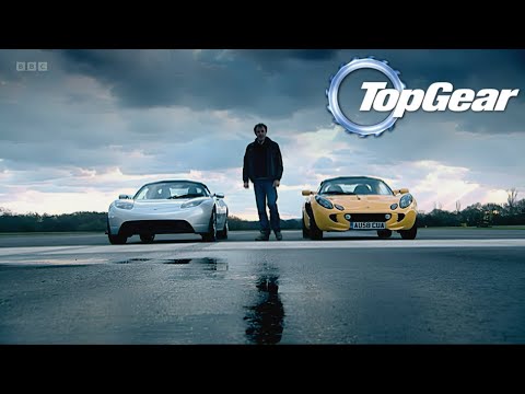 Tesla Roadster vs Lotus Elise DRAG RACE Top Gear | 4K 60fps AI Upscale #topgear #thegrandtour