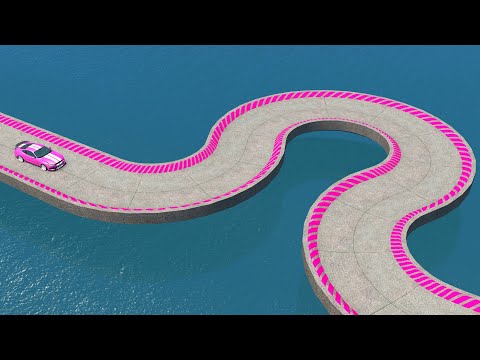 Impossible C Shape Bridge Crossing Cars Vs Deep Water - BeamNG.Drive