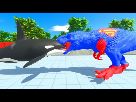 ORCA vs SUPERMAN T-REX DEATH RUN - Animal Revolt Battle Simulator