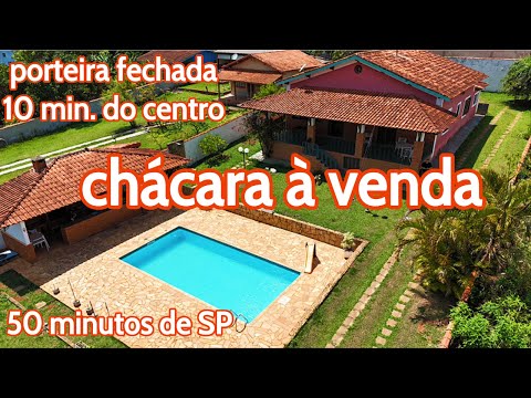 182 - CHÁCARA À VENDA 50 MINUTOS DE SP PORTEIRA FECHADA 10 MINUTOS DO CENTRO DA CIDADE POR R$ 820MIL