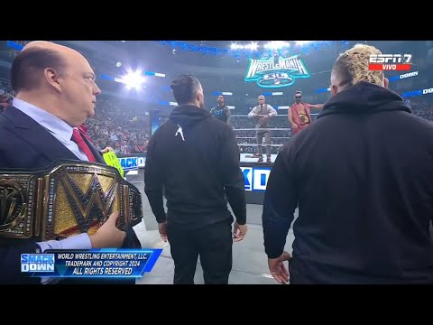 Confrontación entre The Bloodline con Cody Rhodes, Rollins & Jey Uso - Smackdown 22/03/2024 Español