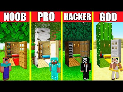 Minecraft Battle: INSIDE TREE HOUSE BUILD CHALLENGE - NOOB vs PRO vs HACKER vs GOD / Animation