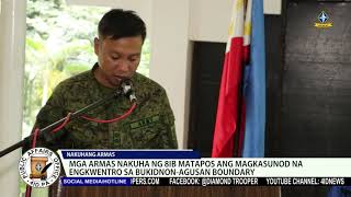 Mga armas nakuha ng 8IB matapos ang magkasunod na engkwentro sa Bukidnon-Agusan Boundary.