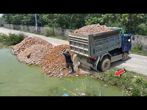 Impressive Skillful JOB! Great filling the Pond using DumpTruck with Dozer Komat’Su