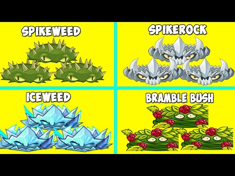 BRAMBLE BUSH vs ICEWEED vs SPIKEROCK vs SPIKEWEED - PvZ 2 9.6.1 Plant Vs Plant