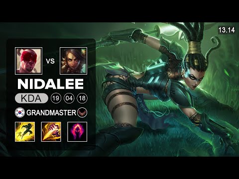 Nidalee vs Lee Sin Jungle - KR Grandmaster - Patch 13.14 Season 13