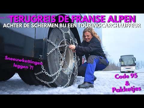 🚍SNEEUWKETTINGEN ONDER DE TOURINGCAR ❄️TERUGREIS VANUIT SKIGEBIED, CODE 95 EN PAKKETJES GEKREGEN #33