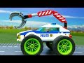 Lego Police Car attaches Giant Wheels to catch a robber