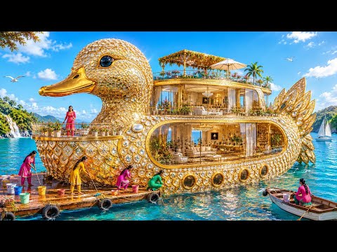 💎🦆🌊 THE GIANT DIAMOND DUCK HOUSE ADVENTURE! 🏡✨🚤😱 | They Found a Mysterious House Underwater! 🌊💎🦆