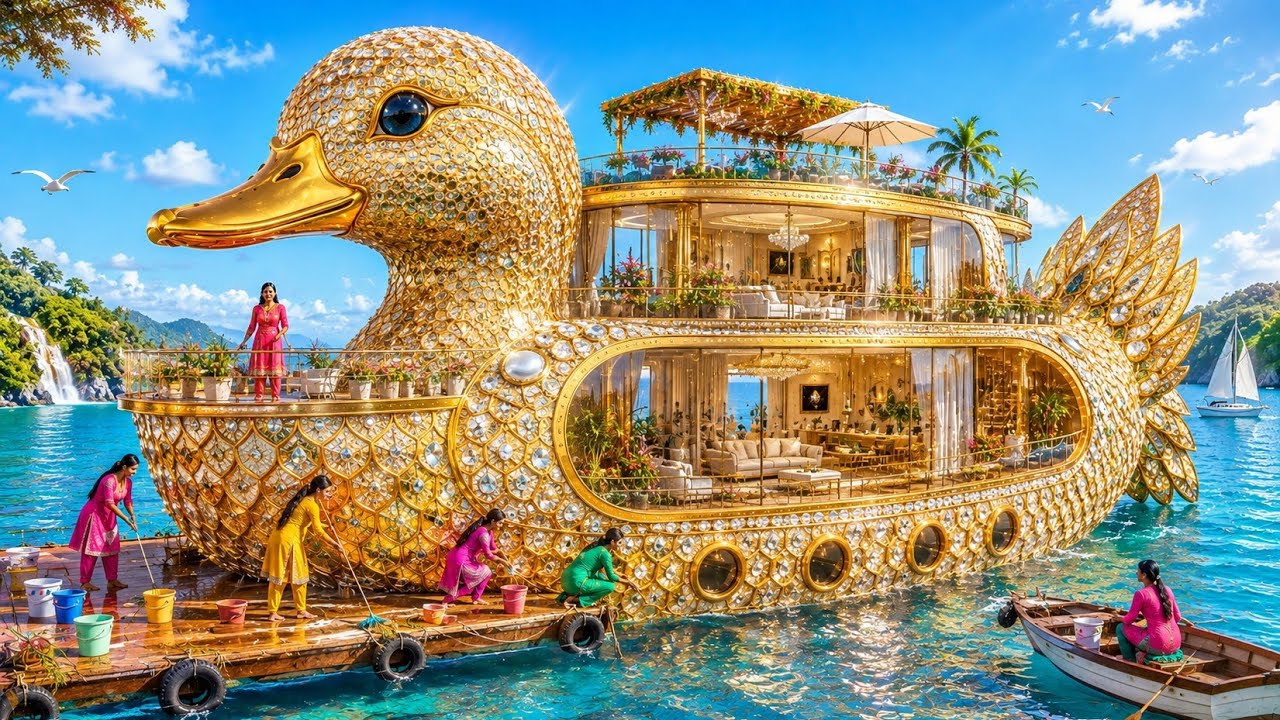💎🦆🌊 THE GIANT DIAMOND DUCK HOUSE ADVENTURE! 🏡✨🚤😱 | They Found a Mysterious House Underwater! 🌊💎🦆