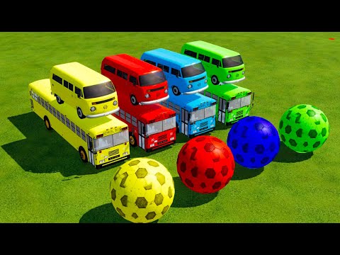 TRANSPORTATION OF COLORED KOMBI VANS USING COLORED SCHOOL BUSES - Farming Simulator 2022