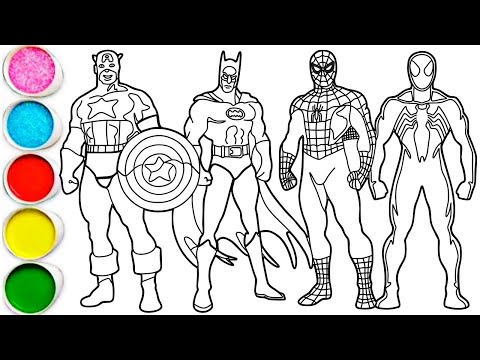 Draw Four Legendary Superheroes in Minutes - Captain America, Batman, Spider-Man and Venom