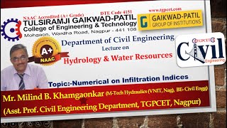 Hydrology and Water Resources: Numerical on Infiltration Indices by Mr. Milind Khamgaonkar