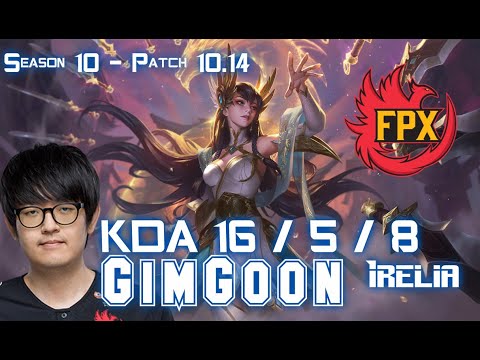 FPX GimGoon IRELIA vs JAYCE Top - Patch 10.14 KR Ranked