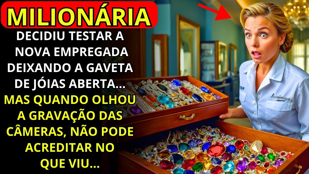 MILIONÁRIA DECIDIU TESTAR A NOVA EMPREGADA DEIXANDO A GAVETA DE JÓIAS ABERTA..